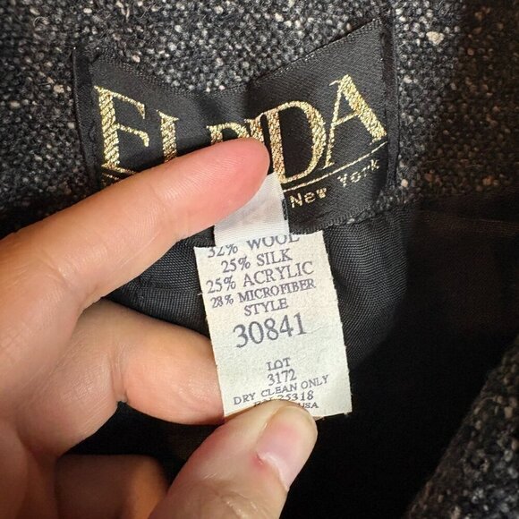 Vintage ELPIDA grey fur lined collar wool blend blazer jacket - Picture 4 of 6